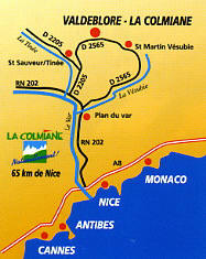 Plan d'accès à Valdeblore - La Colmiane - Vésubie